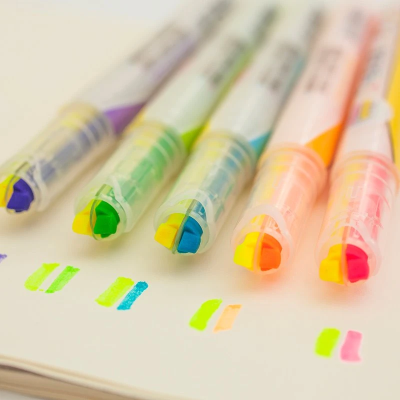 5PCS 듀얼 컬러 형광펜 형광펜