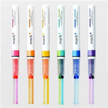6pcs 더블 라인 더블 컬러 형광펜